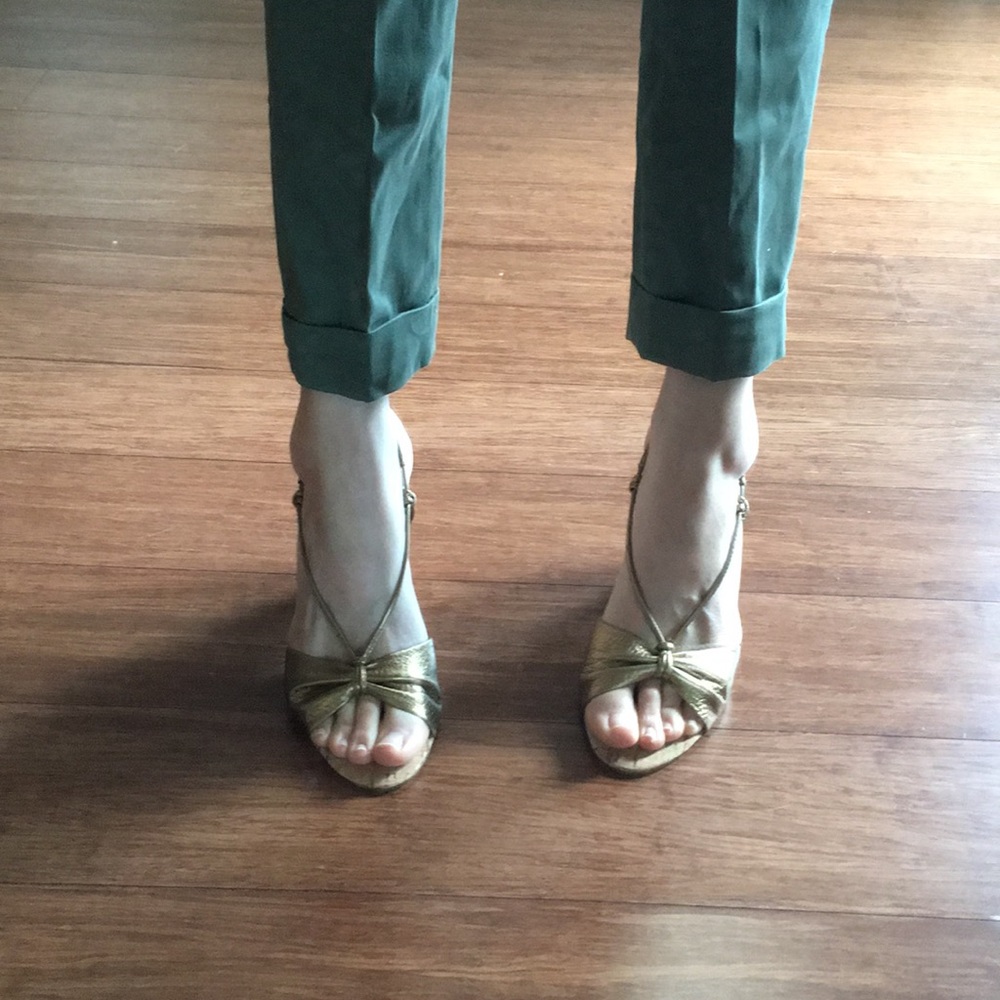Bronze high heel Wedges sandals - Picture 6 of 8